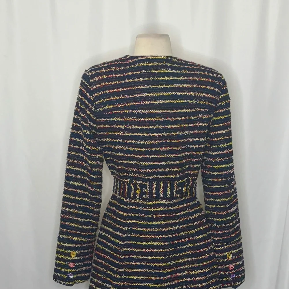 CABI Headline Topper Colorful Tweed Floral Belted Coat Preppy Style 5660 Size 2 - Picture 11 of 16